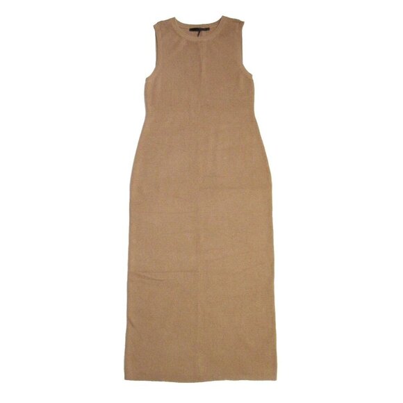 NWT JENNI KAYNE Sleeveless Midi in Camel Cotton & Cashmere Blend Sweater Dress L - Picture 2 of 6